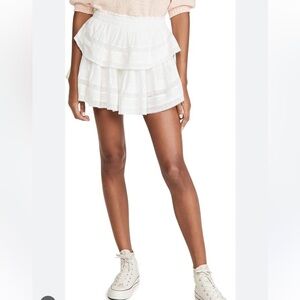 NEW NWT LoveShackFancy Ruffle mini skirt antique white size XS
